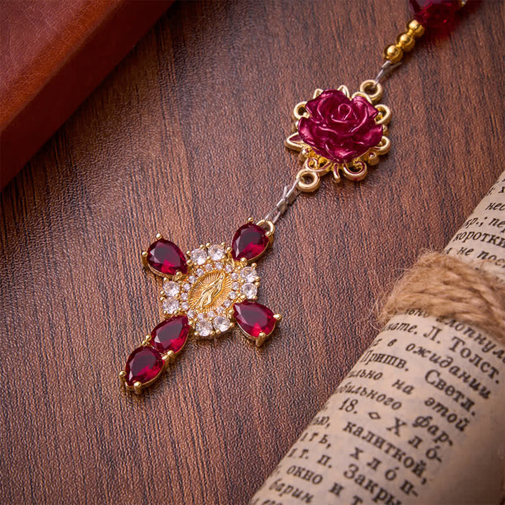 Christianartworkshop Crimson Red Rose St.Benedict Rosary: Emblem of Gentle Heavenly Grace - image 8