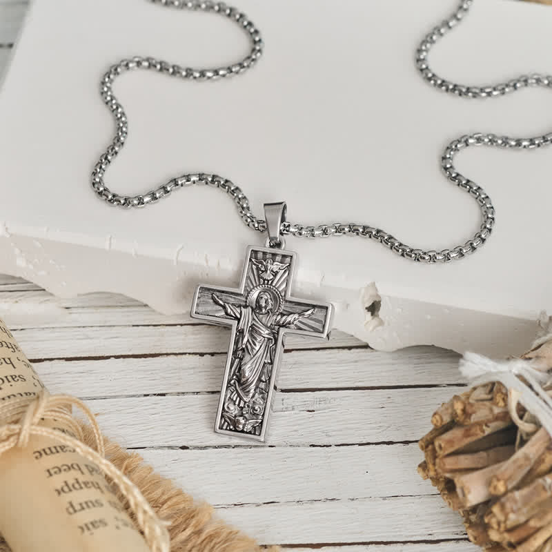 Christianartworkshop Polished Radiant Halo Crucifix Pendant Necklace: Token Of Everlasting Divine Grace - image 9