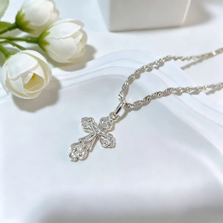 Christianartworkshop Sacred Filigree Cross Copper Necklace: Symbol of Calm Abiding Peace - Silver - image 5