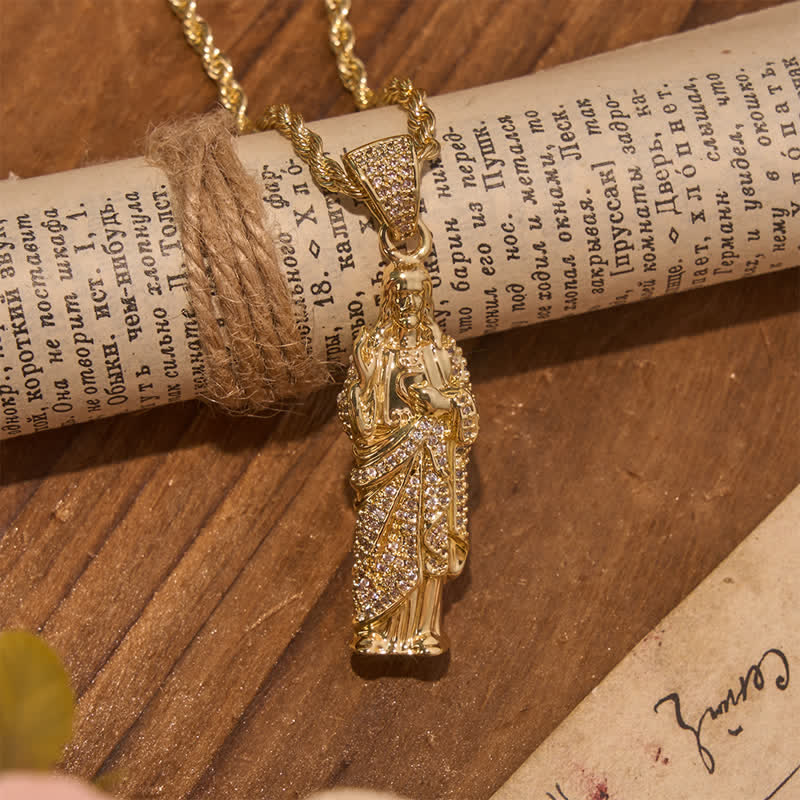 Christianartworkshop Sculpted Sacred Heart of Jesus Crystal Pendant Necklace: Token of Divine Shelter - image 3