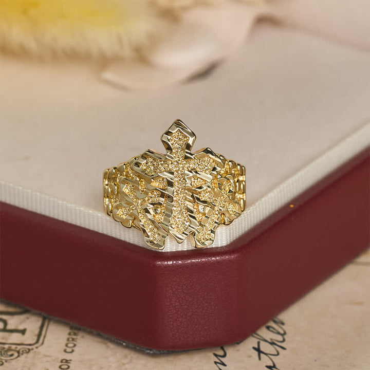 Christianartworkshop Rugged Grain Cross Stainless Steel Ring: Sign of Heavenly Blessings - image 3