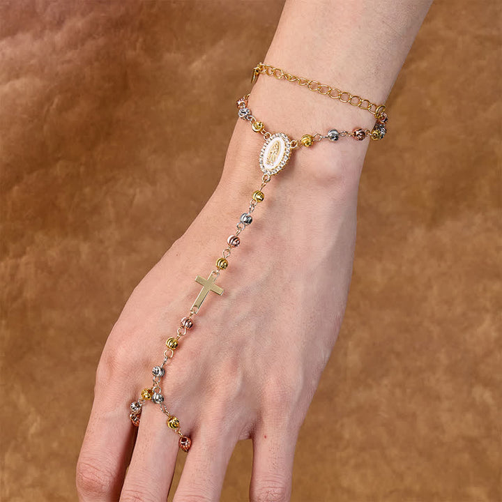 Christianartworkshop Sacred Our Lady Medallion Beaded Chain: Symbol of Calm Abiding Peace - image 1
