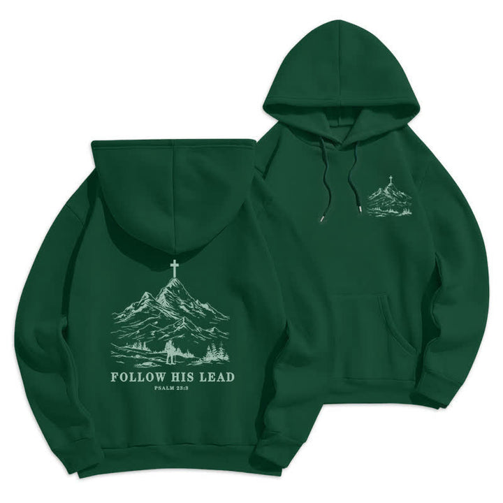 Christianartworkshop Follow His Lead Mountain Cross Pullover Hoodie - Green - 2XL - image 9