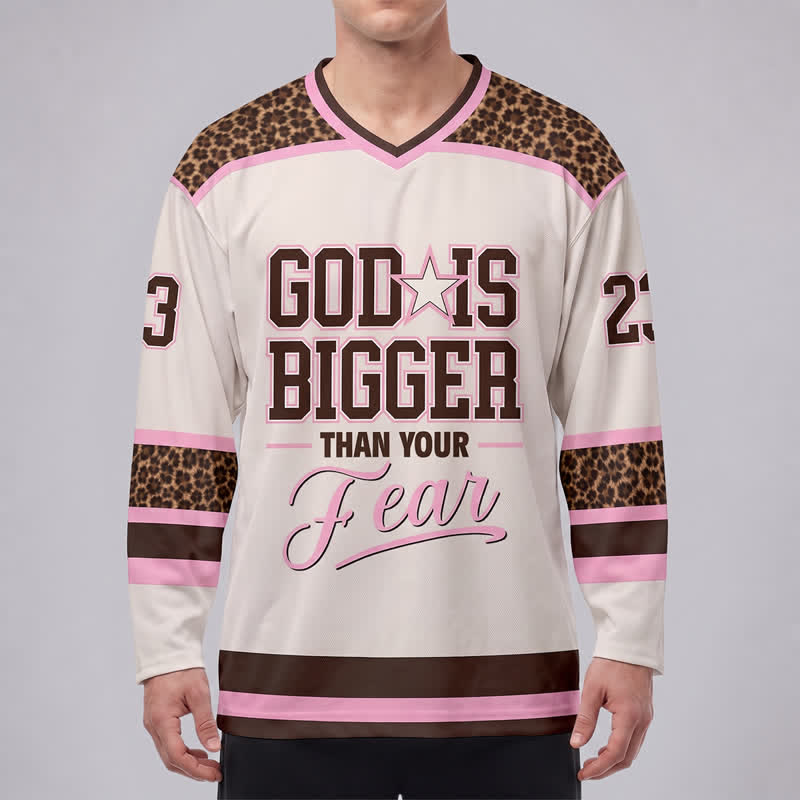 Christianartworkshop God Is Bigger Than Your Fear Hockey Jersey - image 3