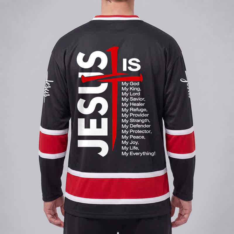 Christianartworkshop Jesus Cross Statement Black Hockey Jersey - image 4