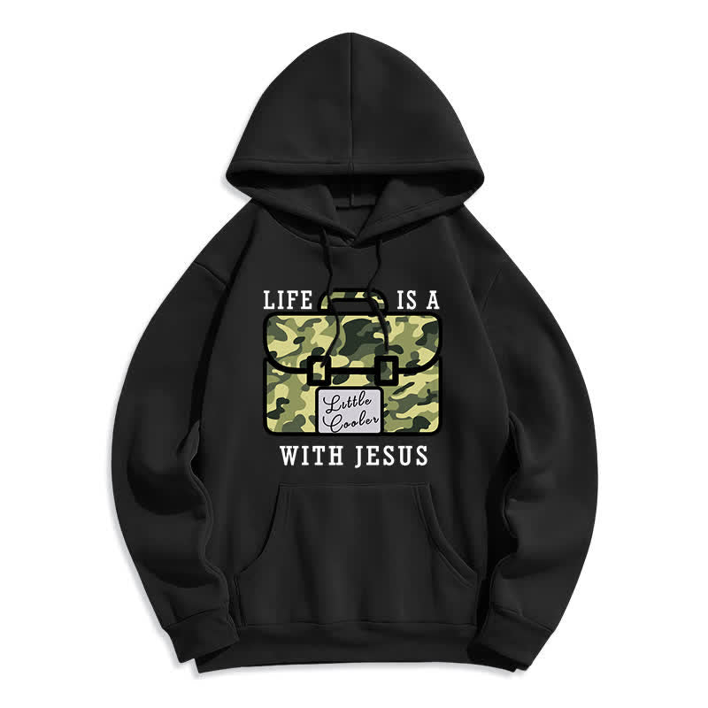 Christianartworkshop Life With Jesus Camo Graphic Fleece Pullover Hoodie - Black - 2XL - image 1