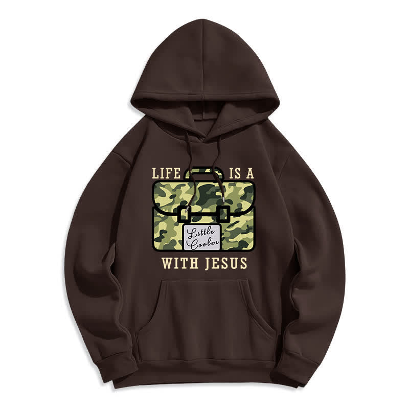 Christianartworkshop Life With Jesus Camo Graphic Fleece Pullover Hoodie - Beige - 2XL - image 4