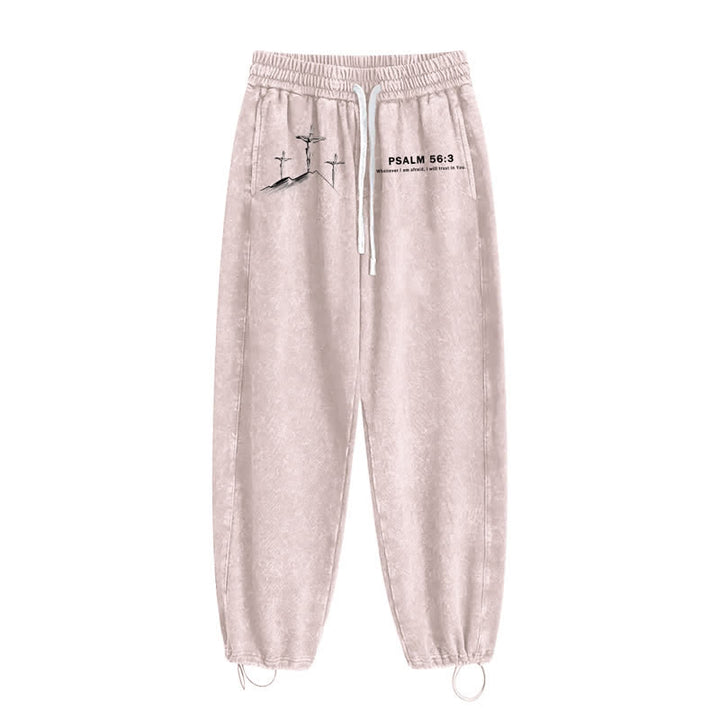 Christianartworkshop Psalm 56:3 Cross Graphic Blush Washed Sweatpants - image 2