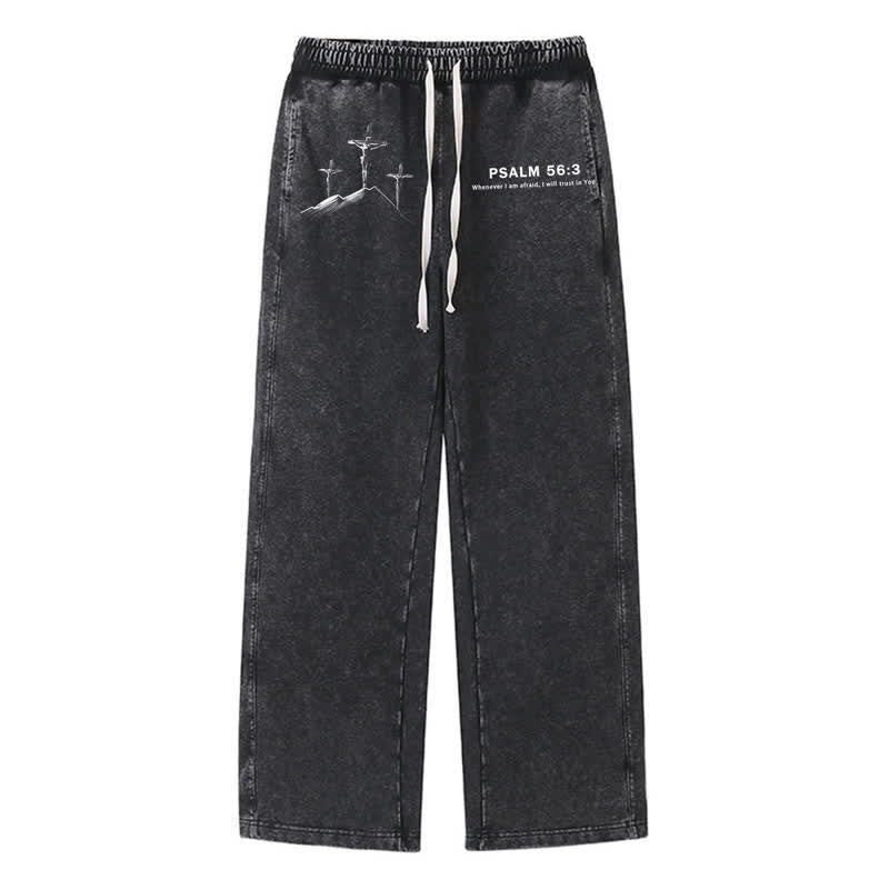 Christianartworkshop Psalm 56:3 Cross Graphic Blush Washed Sweatpants - Black - 2XL - image 8