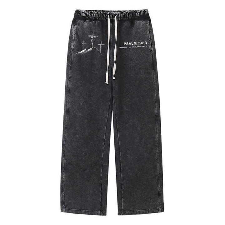 Christianartworkshop Psalm 56:3 Cross Graphic Blush Washed Sweatpants - Black - 2XL - image 8