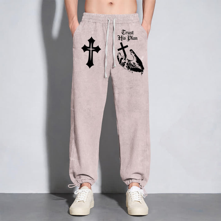 Christianartworkshop Trust His Plan Cross Graphic Washed Sweatpants - image 30