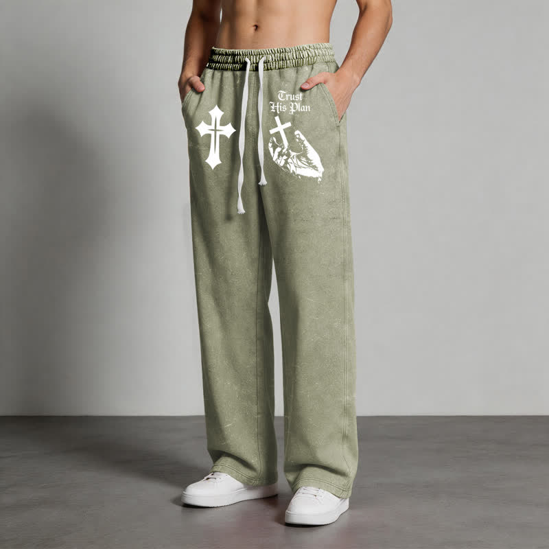 Christianartworkshop Trust His Plan Cross Graphic Washed Sweatpants - image 36