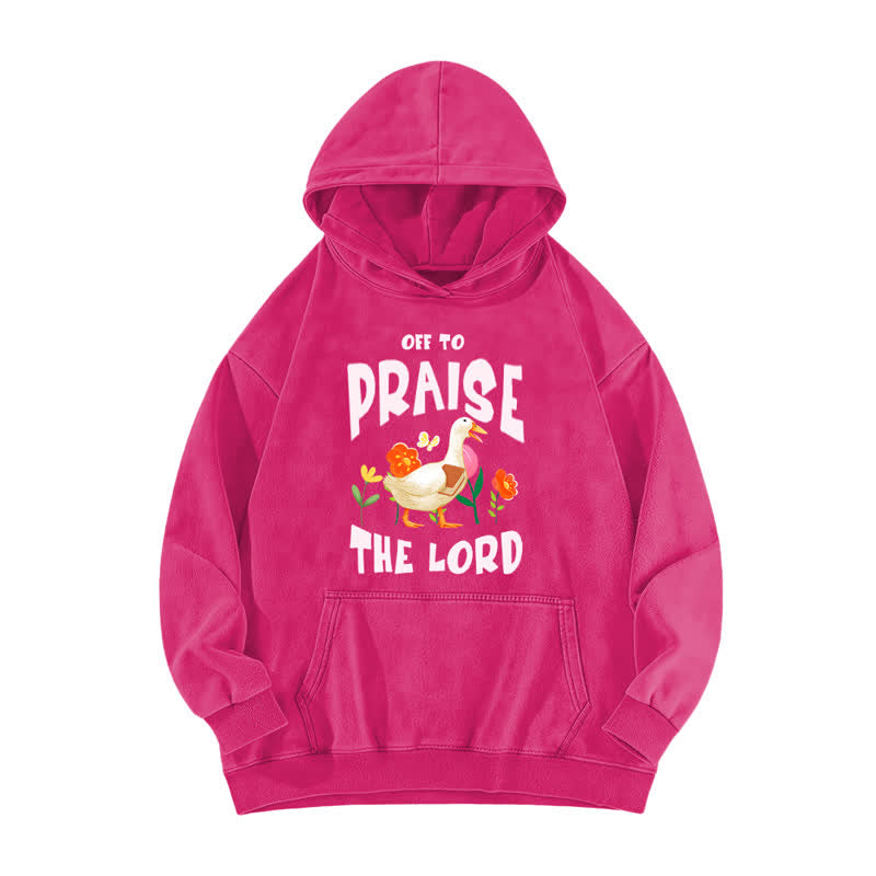 Christianartworkshop Off To Praise The Lord Duck Floral Washed Hoodie - Rose - 5XL - image 5