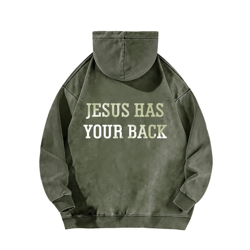 Christianartworkshop Jesus Has Your Back Cross Print Washed Hoodie - image 7