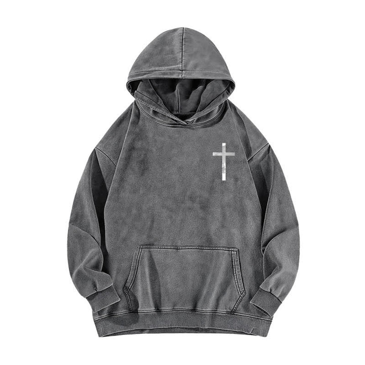 Christianartworkshop Jesus Has Your Back Cross Print Washed Hoodie - image 11