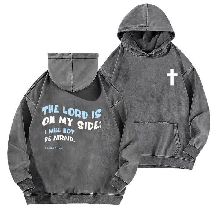 Christianartworkshop The Lord Is On My Side Washed Hoodie - Grey - 5XL - image 6