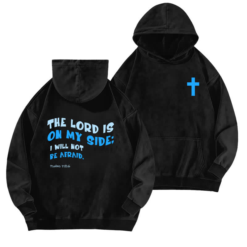 Christianartworkshop The Lord Is On My Side Washed Hoodie - Black - 5XL - image 3