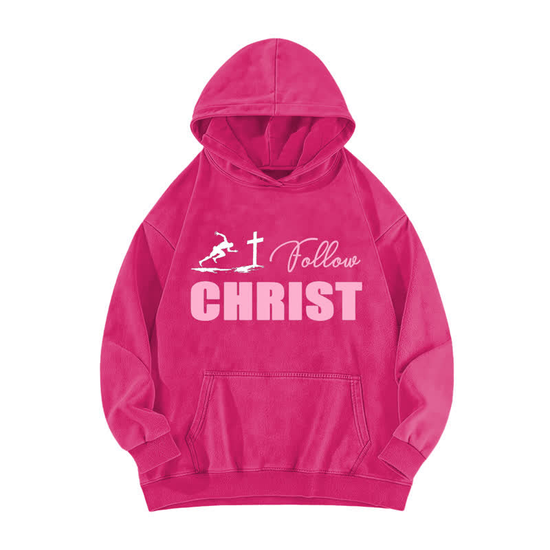 Christianartworkshop Follow Christ Cross Graphic Oversized Washed Hoodie - Rose - 5XL - image 5