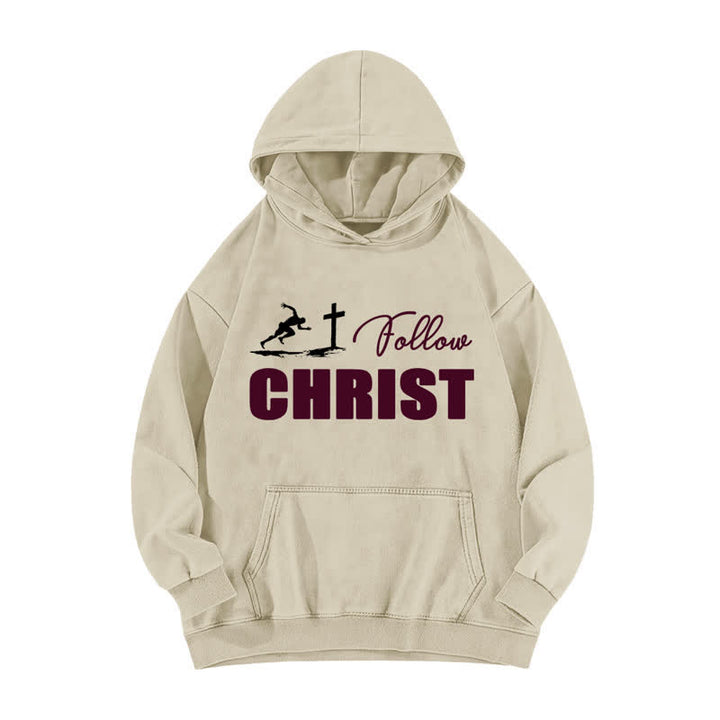 Christianartworkshop Follow Christ Cross Graphic Oversized Washed Hoodie - Apricot - 5XL - image 0