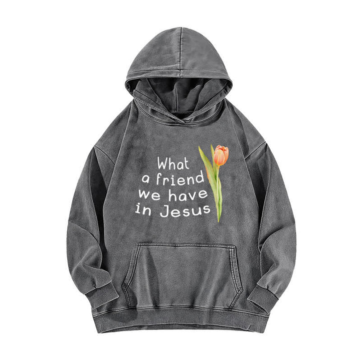 Christianartworkshop What A Friend We Have In Jesus Washed Hoodie - Grey - 5XL - image 3