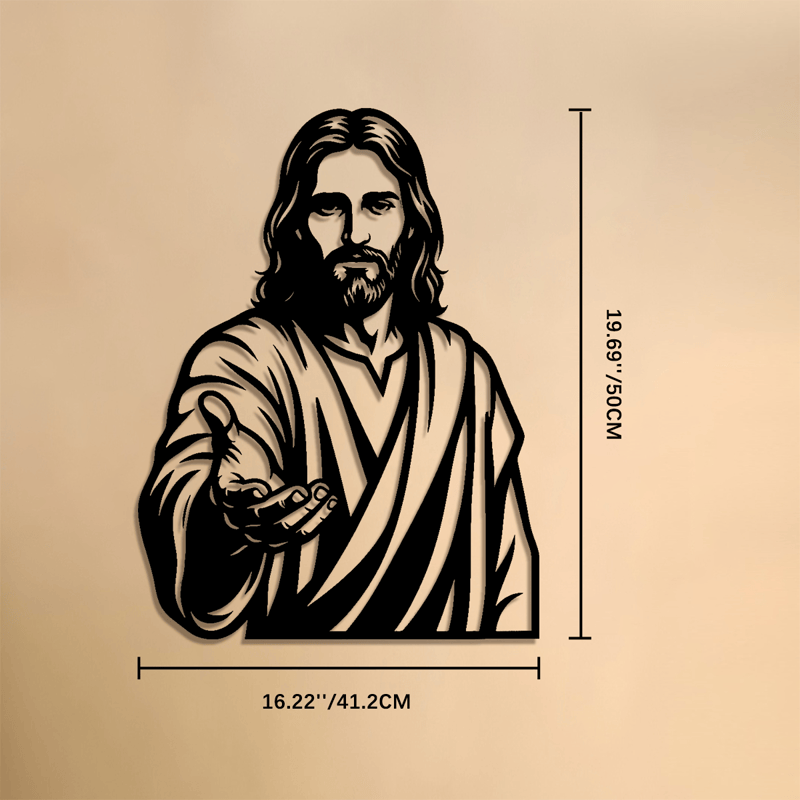 Christianartworkshop Reaching Hand Jesus Metal Plaque: Token of Quiet Abundant Blessing - 19.69''*16.22''*0.05''/50*41.2*0.12cm - image 8