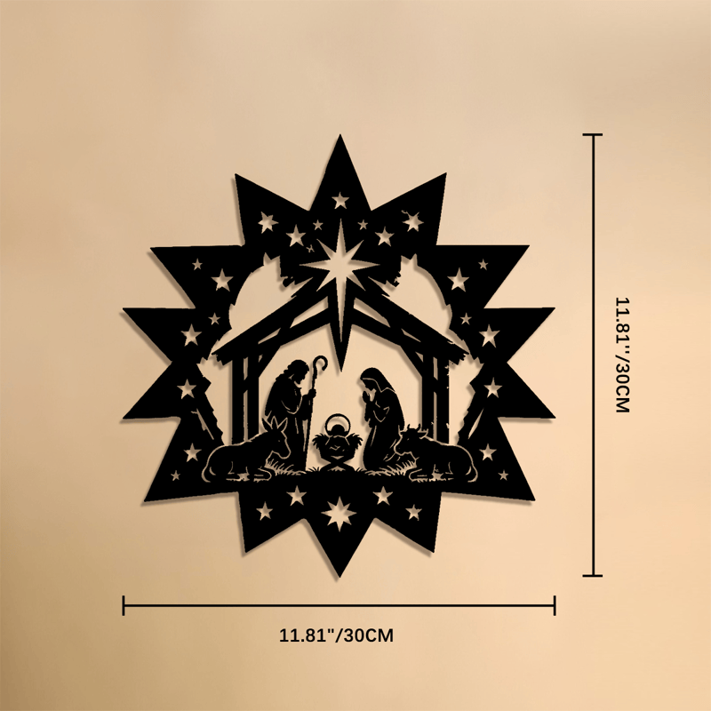 Christianartworkshop Star Frame Nativity Scene Metal Wall Art: Emblem of Guiding Heavenly Light - 11.81''*11.81''*0.04''/30*30*0.1cm - image 6