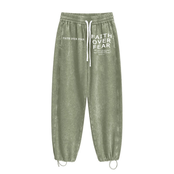 Christianartworkshop Faith Over Fear Statement Washed Sweatpants - image 26