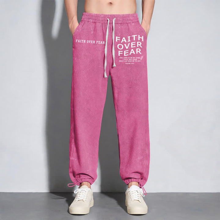 Christianartworkshop Faith Over Fear Statement Washed Sweatpants - image 46