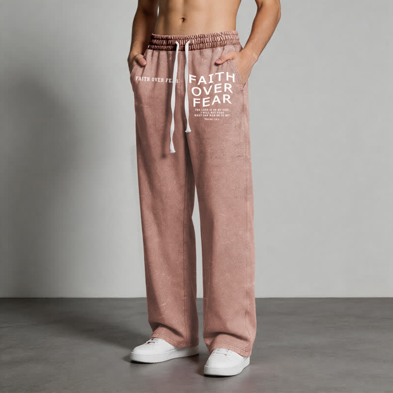 Christianartworkshop Faith Over Fear Statement Washed Sweatpants - image 4