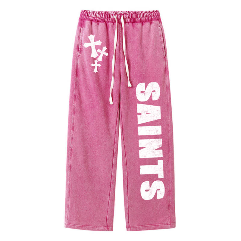 Christianartworkshop Saints Cross Stonewashed Street Washed Sweatpants - Rose - 2XL - image 40