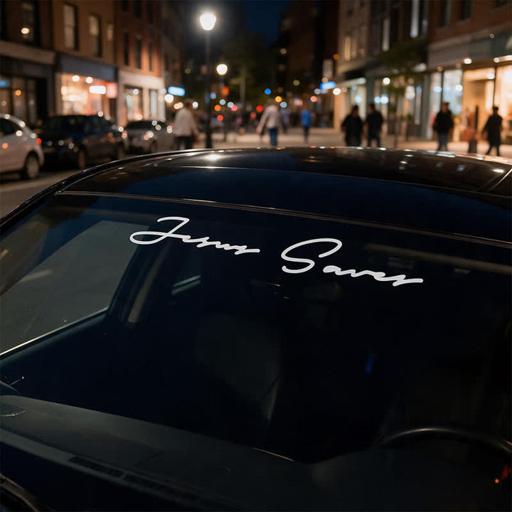 Christianartworkshop Slim Script Jesus Saves Car Sticker: Symbol of Soothing Heavenly Grace - image 3