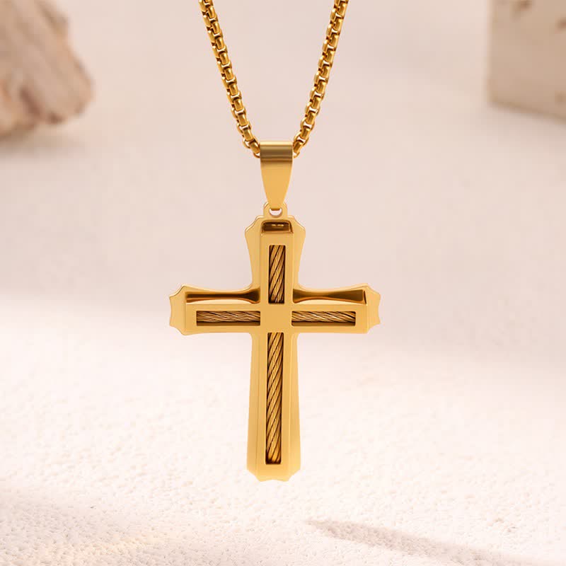 Christianartworkshop Natural Wood Inset Stainless Steel Cross Necklace: Sign of Gentle Celestial Shelter - H - image 7