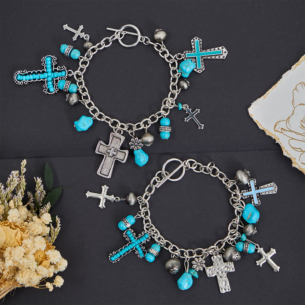 Christianartworkshop Timeless Bohemian Cross Bead Bracelet & Car Charm: Token of Enduring Heavenly Peace - image 1
