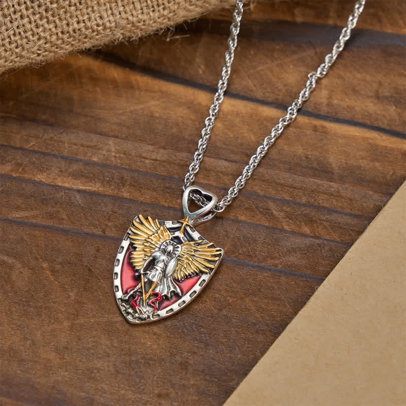 Christianartworkshop St. Michael Shield Pendant Alloy Necklace: Token of Brave Divine Strength - image 2