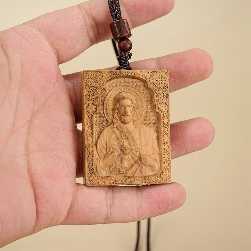 Christianartworkshop Framed Relief Wooden Jesus Pendant: Vessel of Timeless Sacred Grace - Olive Wood - image 4