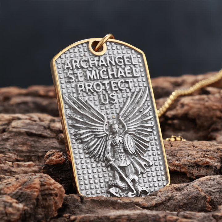 Christianartworkshop Rugged St. Michael Archangel Stainless Necklace: Vessel of Timeless Sacred Shield - Silver - image 4
