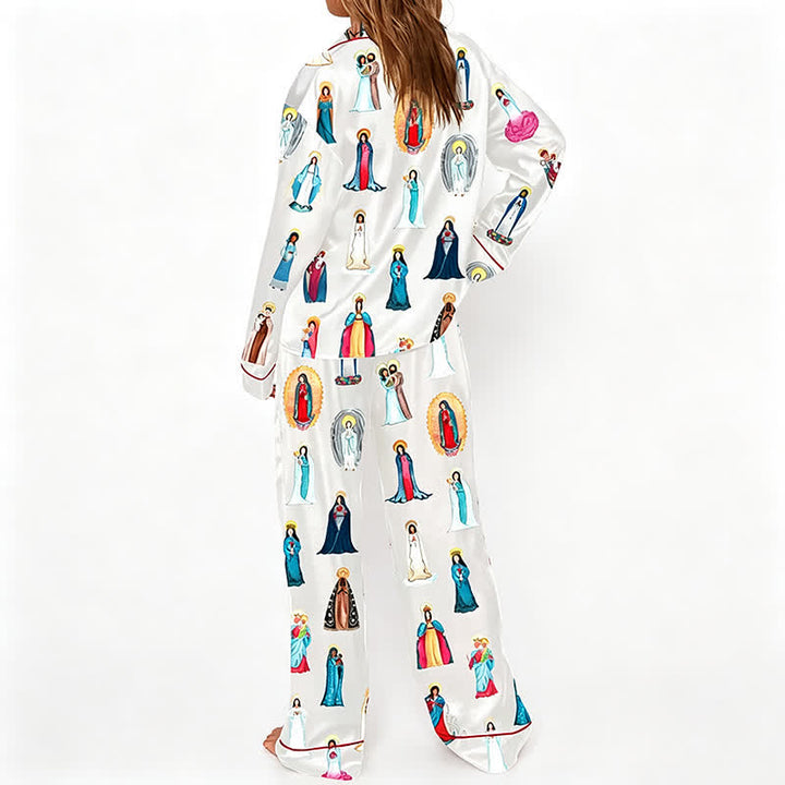Christianartworkshop All Saints & Our Lady Long Sleeve Pajama Set: Rest in the Company of Heaven - image 4