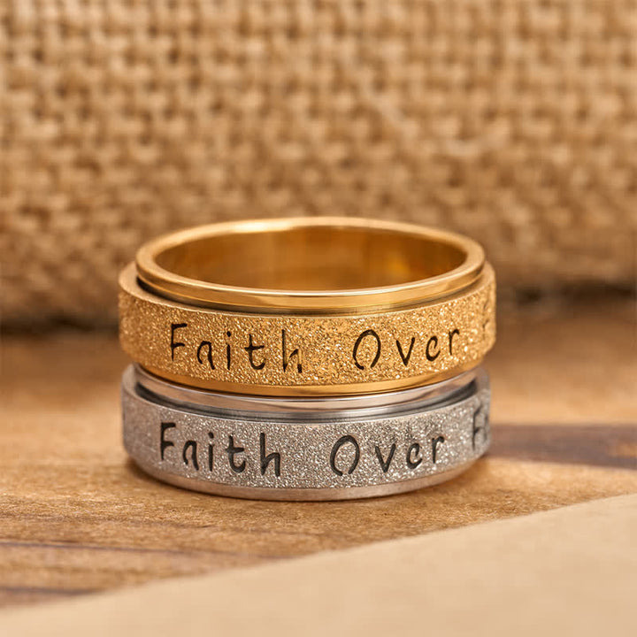 Christianartworkshop Faith Over Fear Rotatable Spinner Stainless Fidget Ring: Sacred Courage Symbol - image 0