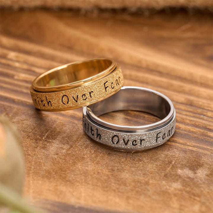 Christianartworkshop Faith Over Fear Rotatable Spinner Stainless Fidget Ring: Sacred Courage Symbol - image 3