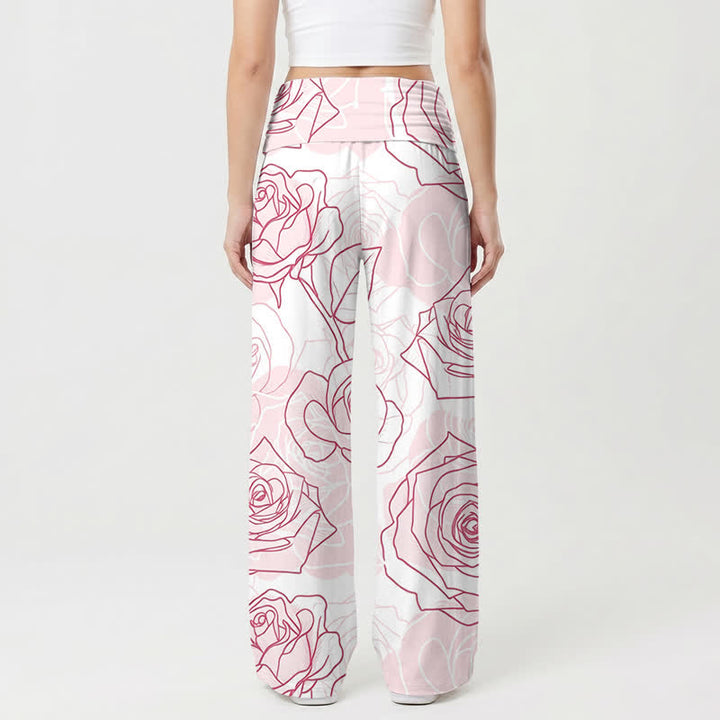 Christianartworkshop Blush Rose Heart Cross Lounge Women's Wide Leg Pants - image 1