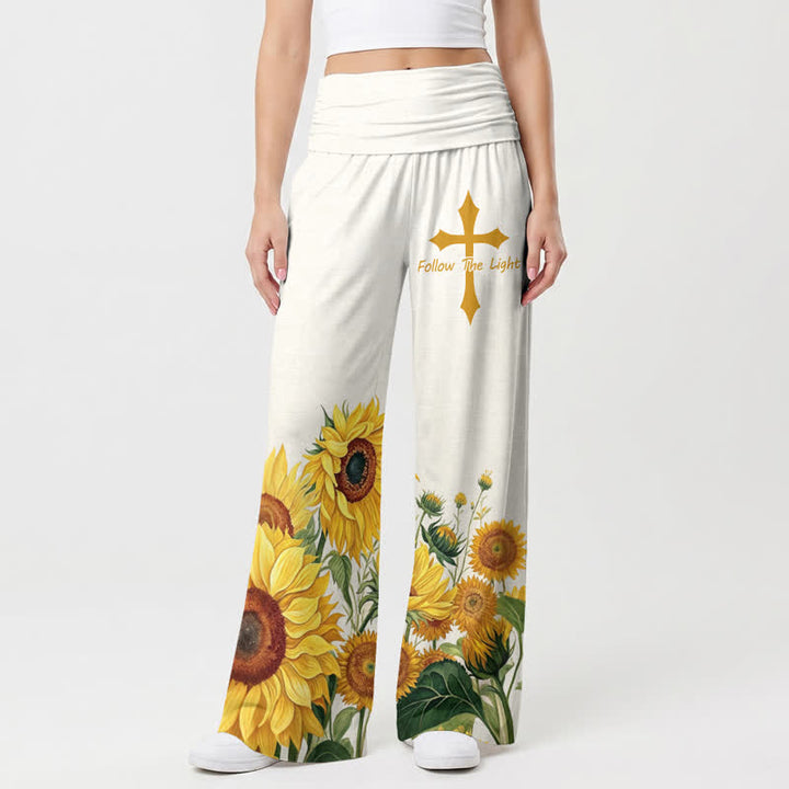 Christianartworkshop Follow The Light Sunflower Palazzo Women's Wide Leg Pants - image 2