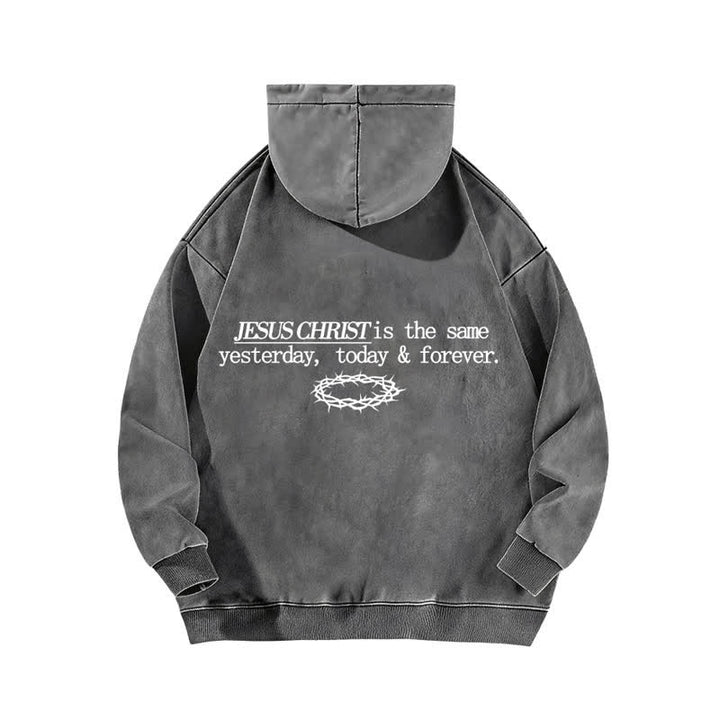 Christianartworkshop Jesus Christ Yesterday Today Forever Washed Hoodie - image 4