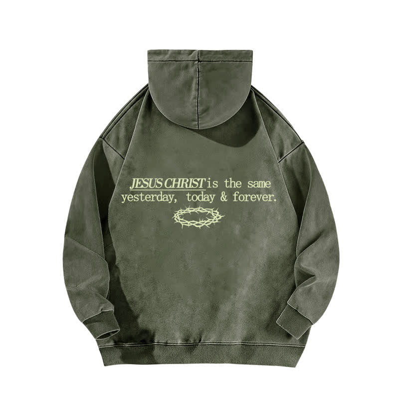 Christianartworkshop Jesus Christ Yesterday Today Forever Washed Hoodie - image 13