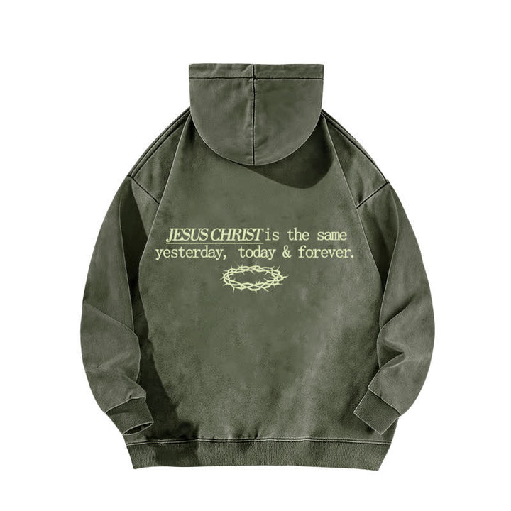 Christianartworkshop Jesus Christ Yesterday Today Forever Washed Hoodie - image 13