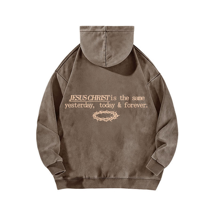 Christianartworkshop Jesus Christ Yesterday Today Forever Washed Hoodie - image 10