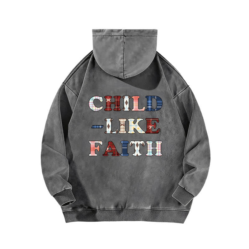 Christianartworkshop Child Like Faith Plaid Letter Front Back Washed Hoodie - image 10