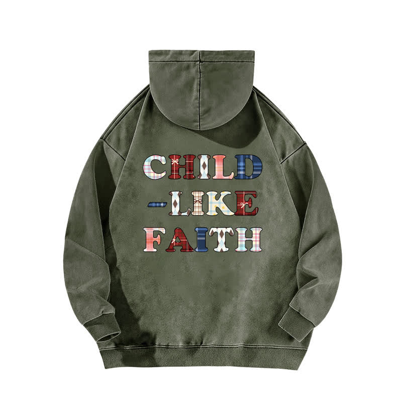 Christianartworkshop Child Like Faith Plaid Letter Front Back Washed Hoodie - image 7