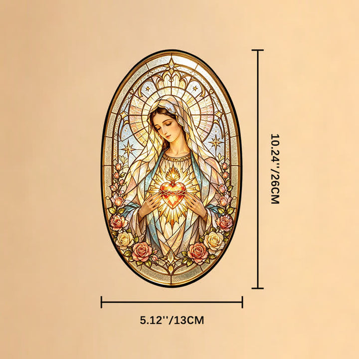 Christianartworkshop Floral Framed Our Lady Window Glass Suncatcher: Beacon of Timeless Heavenly Grace - Our Lady - image 7