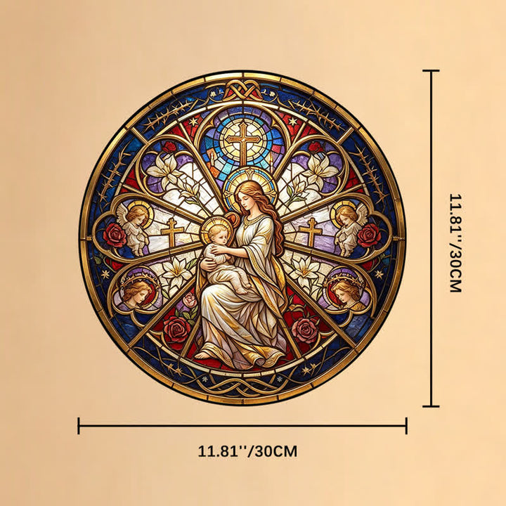 Christianartworkshop Floral Holy Symbol Nativity Glass Suncatcher: Emblem of Gentle Heavenly Comfort - 11.81''*11.81''*0.14''/30*30*0.35cm - image 10