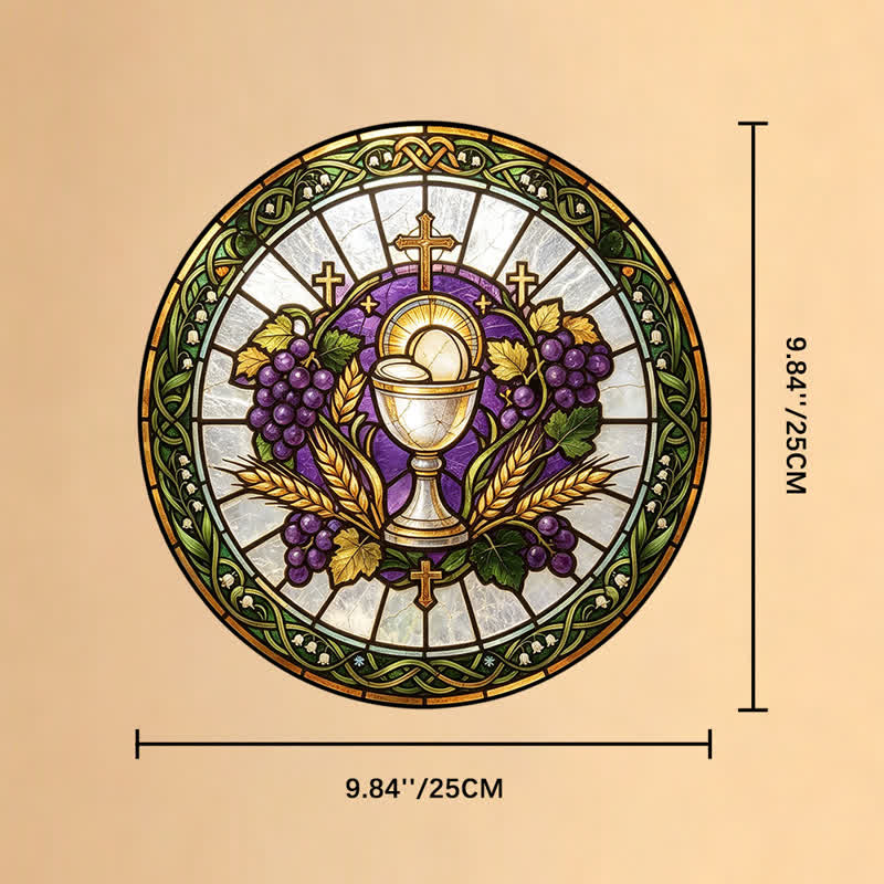 Christianartworkshop Radiant Holy Chalice Stained Glass Suncatcher: Emblem of Pure Heavenly Grace - 9.84''*9.84''*0.14''/25*25*0.35cm - image 9